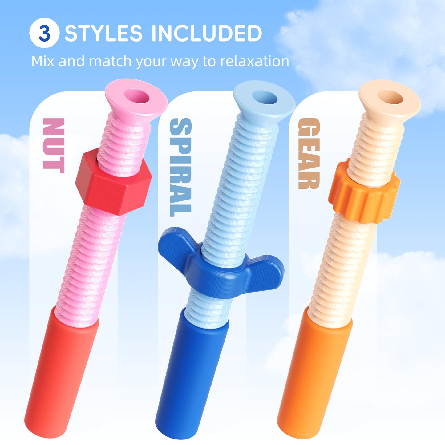 3 in 1 Pencil Fidgets for ADHD & Anxiety Relief,Fidget Pencil Topper with Spinner - Silent Sensory Stress Relief Tool for School,Office & Home,Assorted Fidget Pen Flipper Set, Classroom Essential