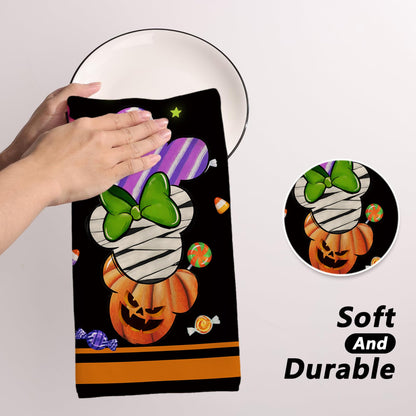 Yarcooly Halloween kitchen towels halloween cartoon mouse dish towels haunted mansion decor halloween decorations for home party, White