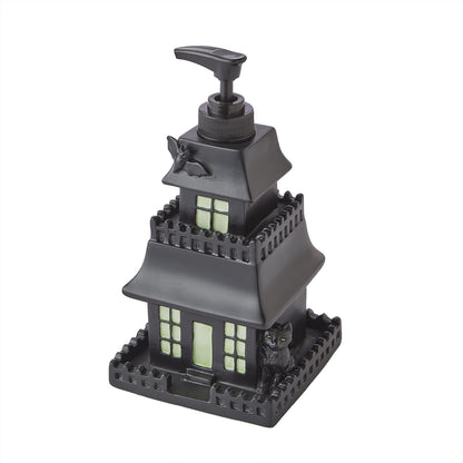 SKL Home Halloween Haunted House Glow-In-The-Dark Soap Dispenser for Bath/Kitchen & Gift, Black