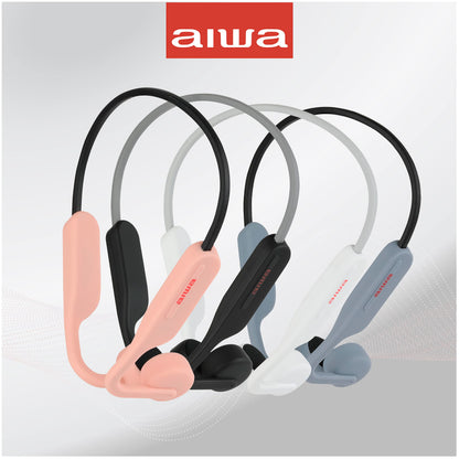 Aiwa Bone Conducting Wireless Headphones - Open-Ear Wireless Bluetooth 5.0 Sports Headphones, 6 Hours Playtime, IPX5 Waterproof Earphones for Gym, Running, Hiking, and Cycling, Pink