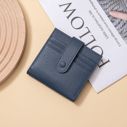 FREYAMIRA Small Wallet For Women Slim Leather Bifold Wallets RFID Credit Card Holder With Zipper Coin Pouch ID Window,Navy Blue