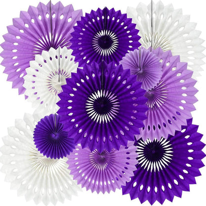 Purple White Hanging Honeycomb Round Paper Fans Halloween Decoration Kit for Baby Boy Shower Birthday Wedding Under The Purple Theme Photo Booth Backdrops Paper Party Supplies 11 Count