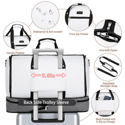 Garment Duffle Bag for Travel - Convertible Carry on Garments Duffel Bags Travel Bag for Women Men Large Weekender Bag with Shoes Compartment 3 in 1 Hanging Clothes Suit Dress Bag 3pcs Set