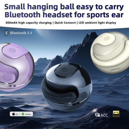 URIZONS Ball Shape Earhook TWS Gaming On Ear Earbuds Wireless Earphones - Low-Latency with Charging case Bluetooth Over Ear Headphones TWS Headset Suitable for Gamers/Runners/Fitters/Sport -Purple