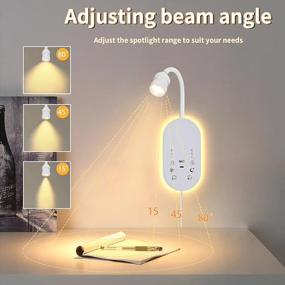 Books Lights for Reading Set of 2, Bedside Wall Mounted Reading Light with 3 Color Temperature & Timers, Touch Control Stepless Dimmable Wall Sconces, Flexible Gooseneck Bed Lights for headboard