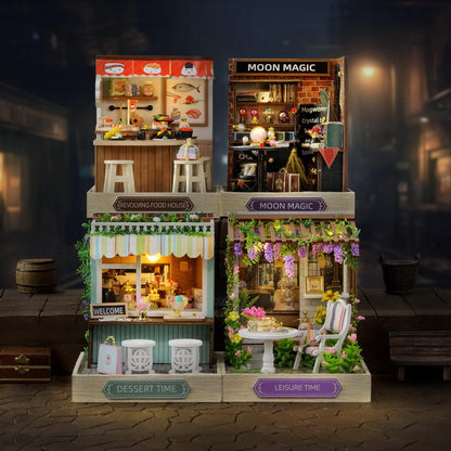Miniature House Kit, CUTEROOM Tiny House Kit Wooden Dollhouse Kit Mini House Making Kit, DIY Dollhouse Kit Birthday Gift -Leisure Time