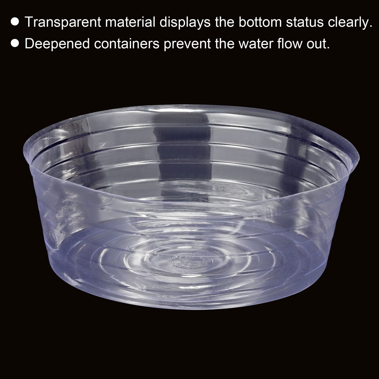 MECCANIXITY Plant Pot Saucer 14 Inch Plastic Round Flower Drip Tray for Indoor Outdoor, Clear Pack of 10