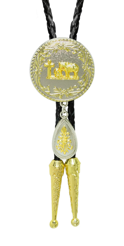 GURANSE Golden Acanthus Prayer Horse Bull Bolo Tie With Cowboy Western Style Necktie