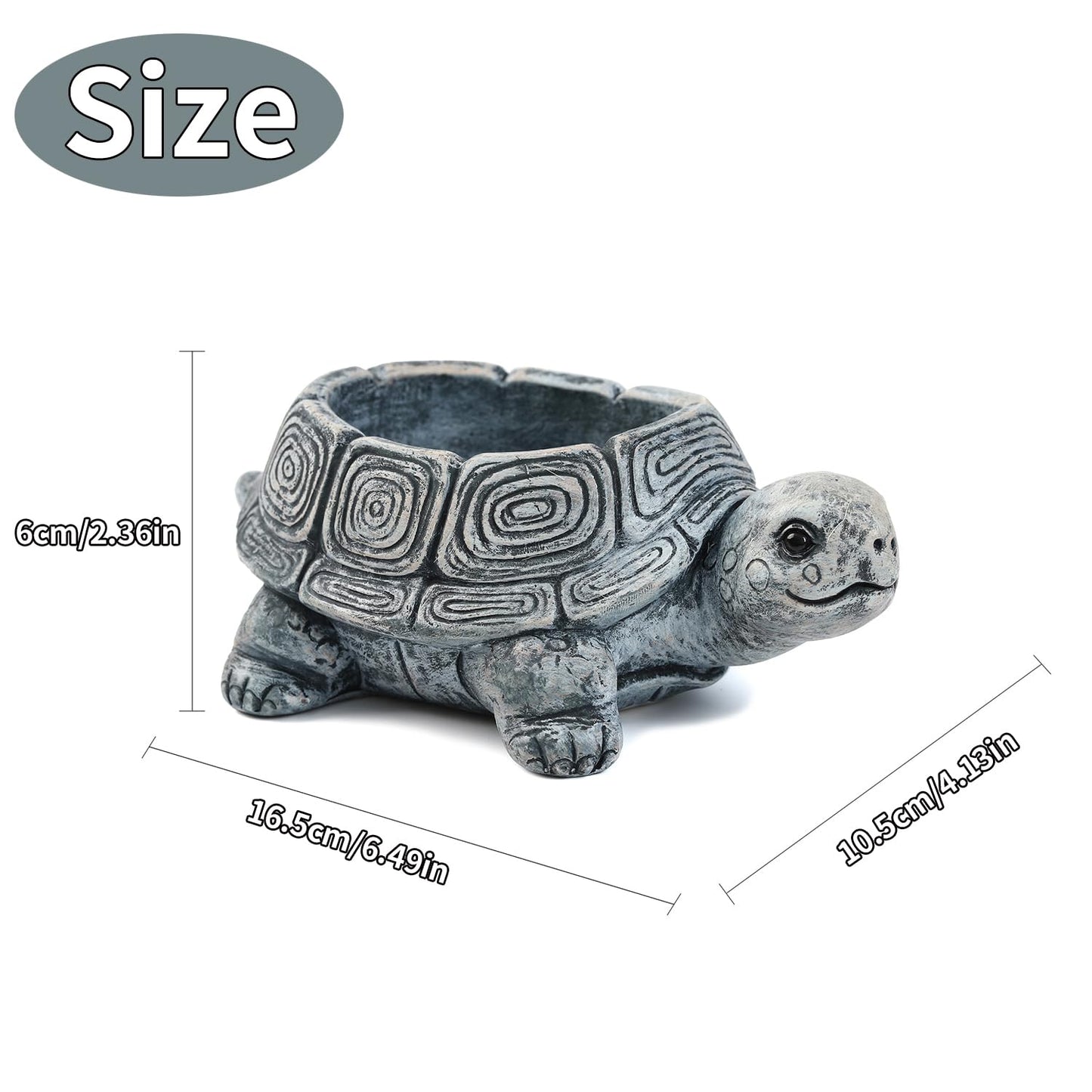 Turtle Planter Sea Turtle Succulent Pots with Drainage Hole, Resin Plant Pots for Succulents Home Office Desktop Decorations,Small Flower Pots for Outdoor Garden Decor,Turtle Gifts for Women (Gray B)