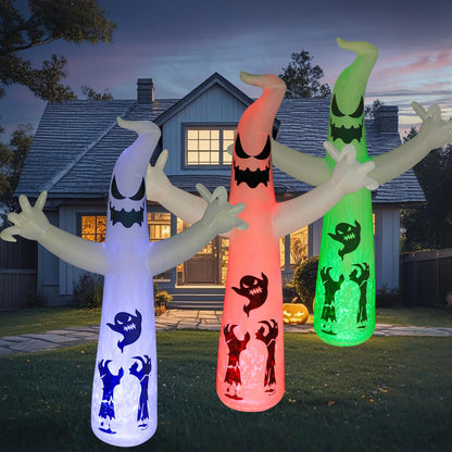 VYBEWAVE 12 FT Giant Inflatable Ghost with Halloween Window Clings for Glass