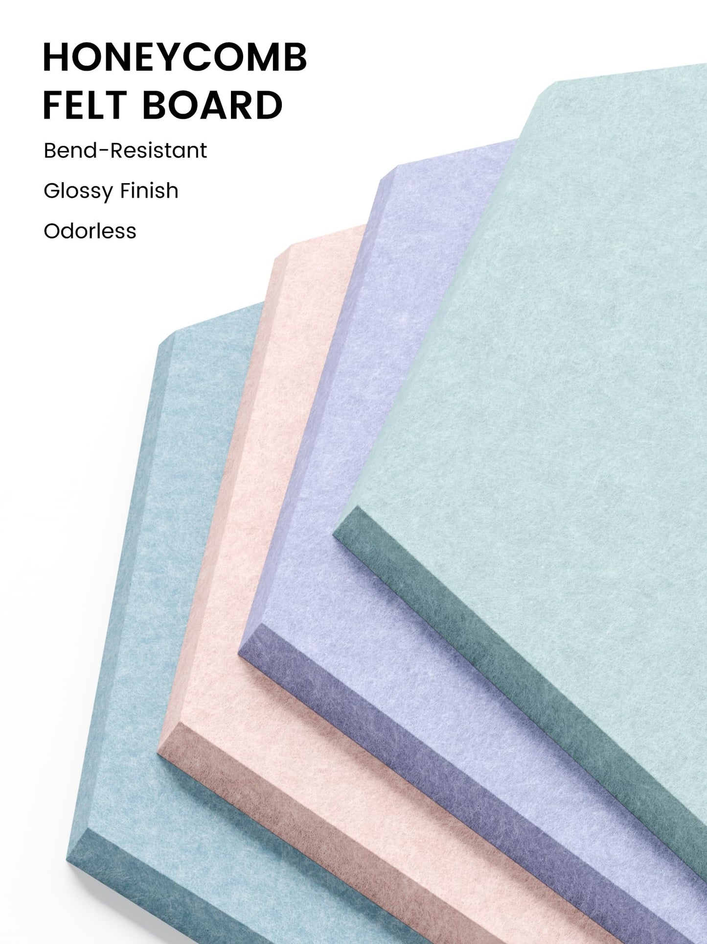 Fluxynara Hexagon Cork Board Alternative for Walls Decor-8-Pack Felt Bulletin Board Tiles,with 30 Pushpins,50 Adhesive Tabs for Office& Home Pin Board Felt Board-Coastal Haze