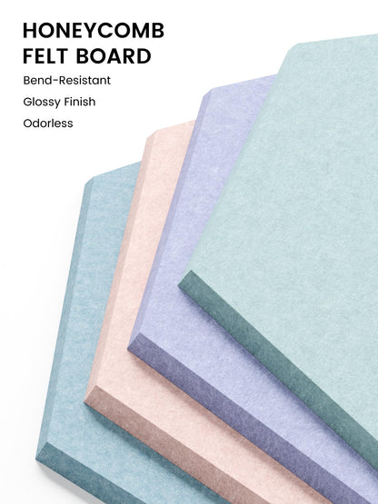 Fluxynara Hexagon Cork Board Alternative for Walls Decor-8-Pack Felt Bulletin Board Tiles,with 30 Pushpins,50 Adhesive Tabs for Office& Home Pin Board Felt Board-Coastal Haze