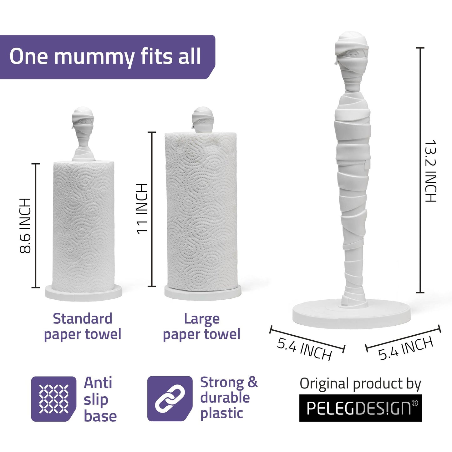 Peleg Design Tangled Joe - Fun Kitchen Gadget, Cute Paper Towel Holder with Mummy Design, Cool and Decorative Kitchen Roll Stand for Halloween & Everyday Use