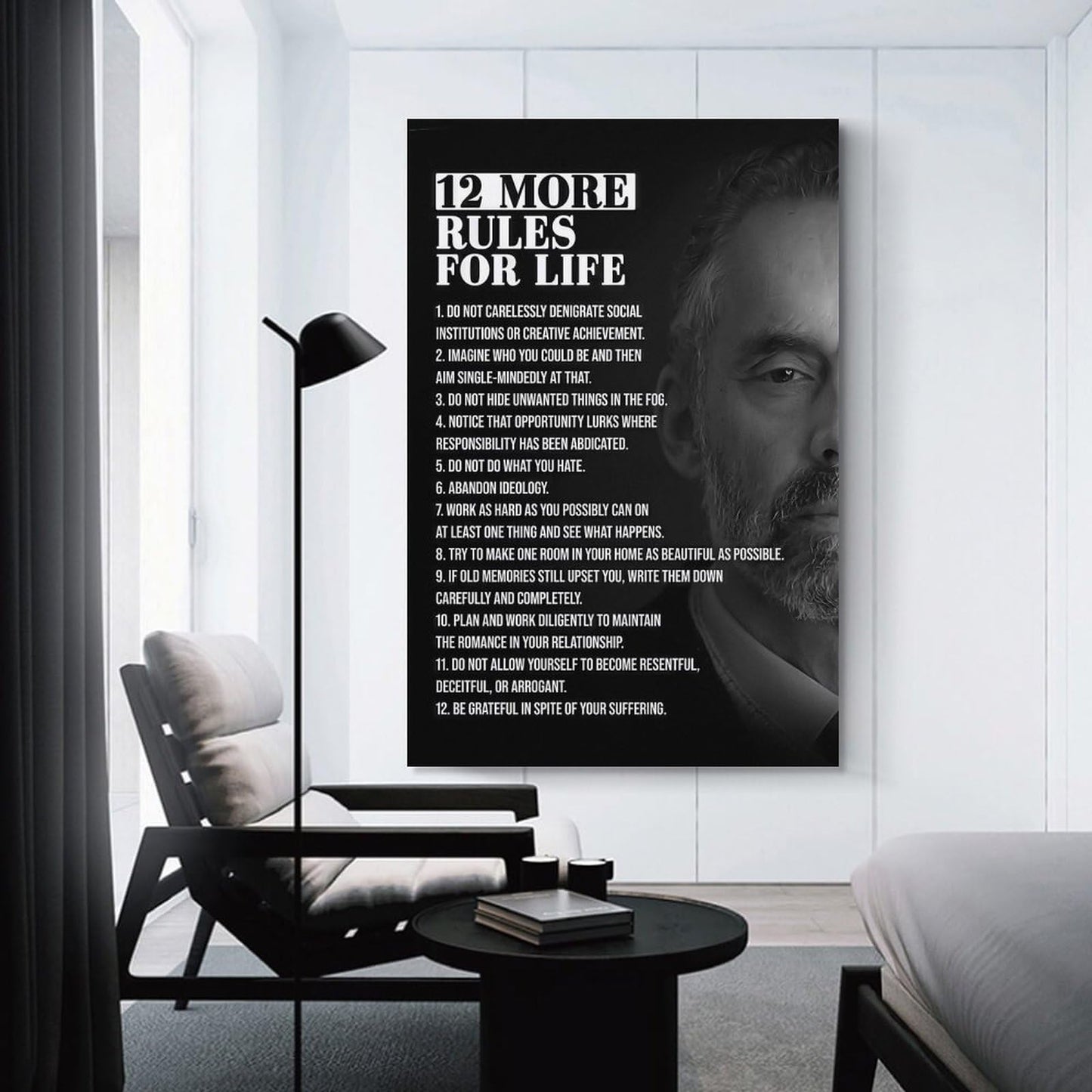 JHXNJDPOST 12 More Rules for Life Poster Black And White Canvas Wall Art Aesthetic Decorative Painting Living Room Restaurants, Pool Halls And Hotelsstyle-3 12x18inch(30x45cm)