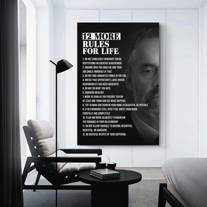 JHXNJDPOST 12 More Rules for Life Poster Black And White Canvas Wall Art Aesthetic Decorative Painting Living Room Restaurants, Pool Halls And Hotelsstyle-3 12x18inch(30x45cm)