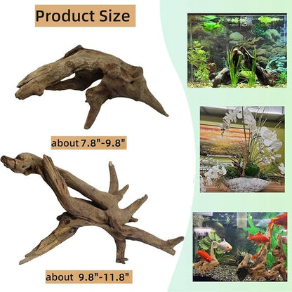 Driftwood for Aquarium Decor, Fish Tank Decor, 2 Pcs Reptile Branches, Drift Wood for Fishtank, Aquarium Hardscape, Betta Fish Decor, Reptiles Driftwood Branch (Driftwood 7.8-11.8 Inch (Pack of 2))