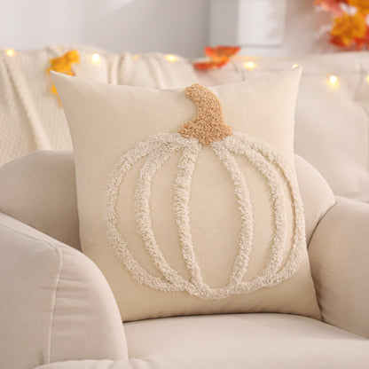 LUOYEHK Halloween Pillow Covers 18x18 Set of 2 White Pumpkin Embroidered Throw Pillow Covers Farmhouse Thanksgiving Home Decor Cushion Covers for Couch Sofa Bed