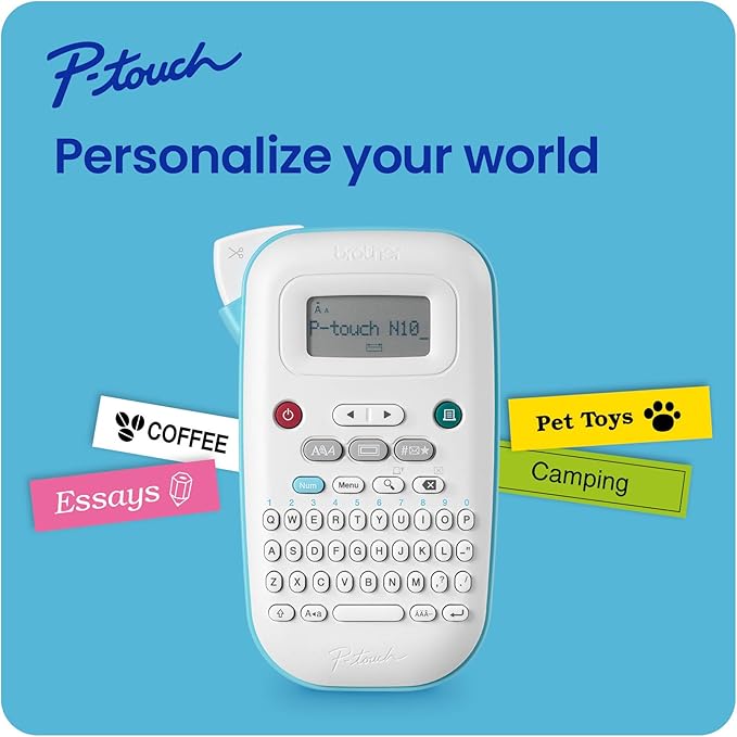 Brother P-Touch PT-N10 Personal Handheld Label Maker, Portable and Prints, P-Touch Btag ~½” (12mm) Wide Color Personalized Label Tapes, (Pack of 3)