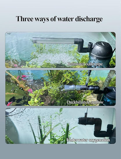 UPETTOOLS Aquarium Filter Fish Tank Filter with Fluid Bed Sponge Filter Multiple Function Ultra-Silent Filter 5-20 Gallon