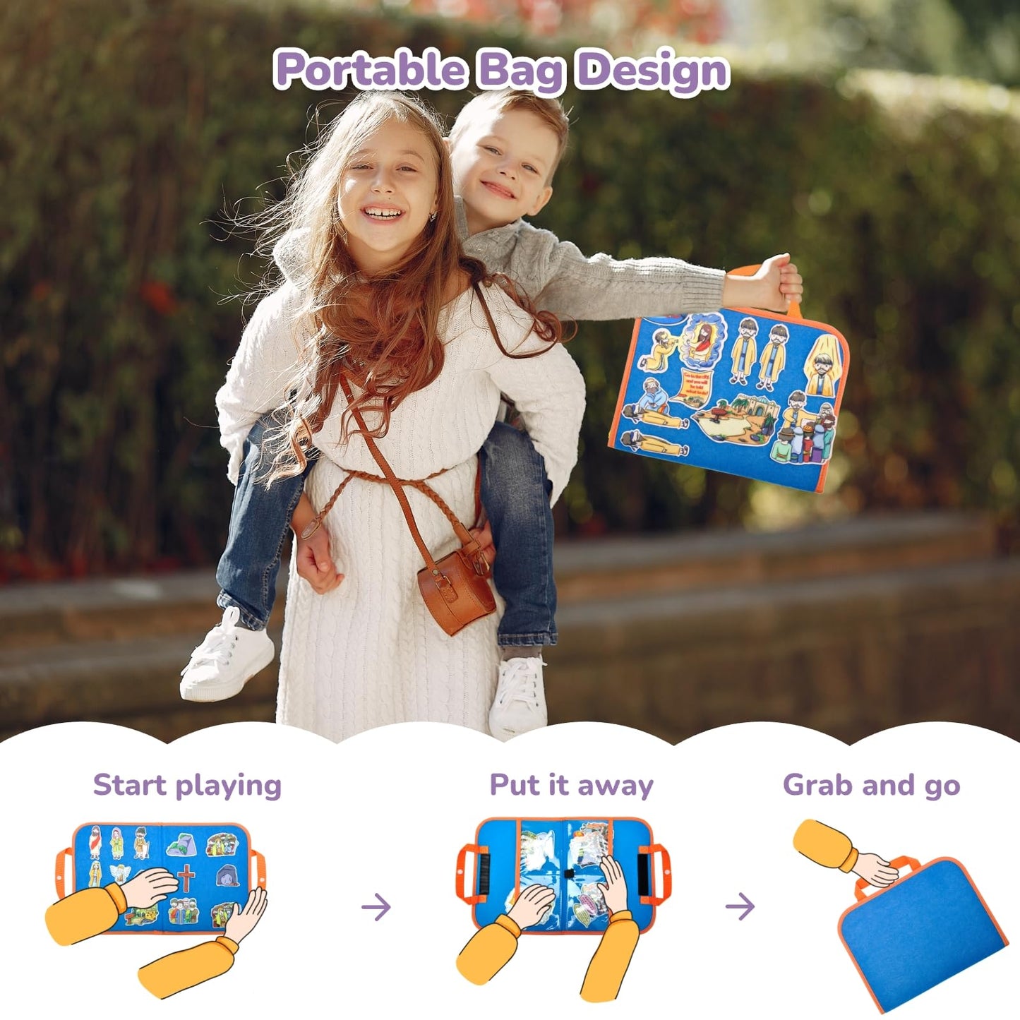CHEFAN 4 Pack Felt Board Bible Stories Set, Flannel Board Stories, Nativity Flannel Graph Bible Toy for Kids, Include Jesus Resurrection, Ascension and Pentecost, Paul's Conversion, Prophet Isaiah