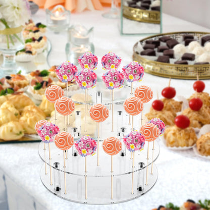 Bettoor Cake Pop Stand, 36 Holes Acrylic Cake Pop Holder, 3 Tiers Clear Lollipop Holder for Display Candy Dessert, Lollipop Stand for Birthday Parties Weddings Halloween