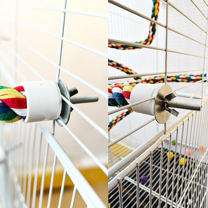 Bird Perch,Bird Rope Perch & Rope Perch,Bird perches for cage,Rope Perch for Conures,Parrots,Cockatiel,Lovebird,Budgerigar,Parakeet Rope perches for cage (2PCS Nipple 24inch)