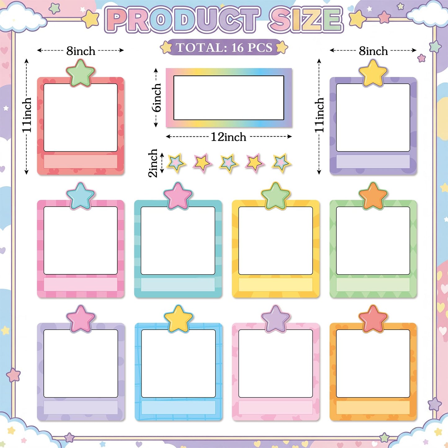 Trandraft 16 Pcs Magnetic Write Wipe Organization Chart Classroom Dry Erase Labels Learning Objectives Board for Whiteboard Goals Targets Classroom Teaching Supplies(Stars)