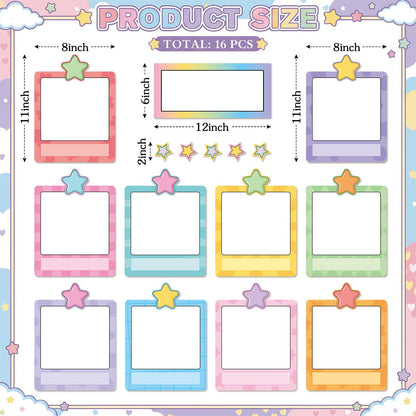 Trandraft 16 Pcs Magnetic Write Wipe Organization Chart Classroom Dry Erase Labels Learning Objectives Board for Whiteboard Goals Targets Classroom Teaching Supplies(Stars)