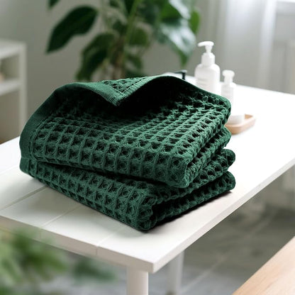 Jacquotha Waffle Hand Towels Set of 2 – Cotton, Quick Dry, Lint Free, 13” x 29”
