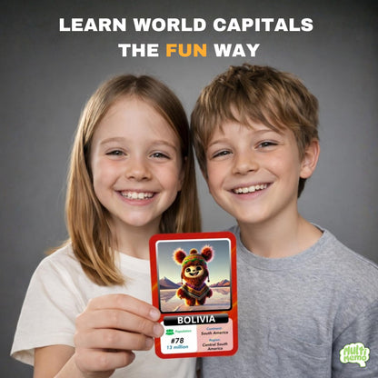 Countries, Capitals & Flags Flash Cards – Geography Learning Game for Kids – Educational Card Set for Classroom, Homeschool & ESL – World Facts, Memory Game – Ages 6+