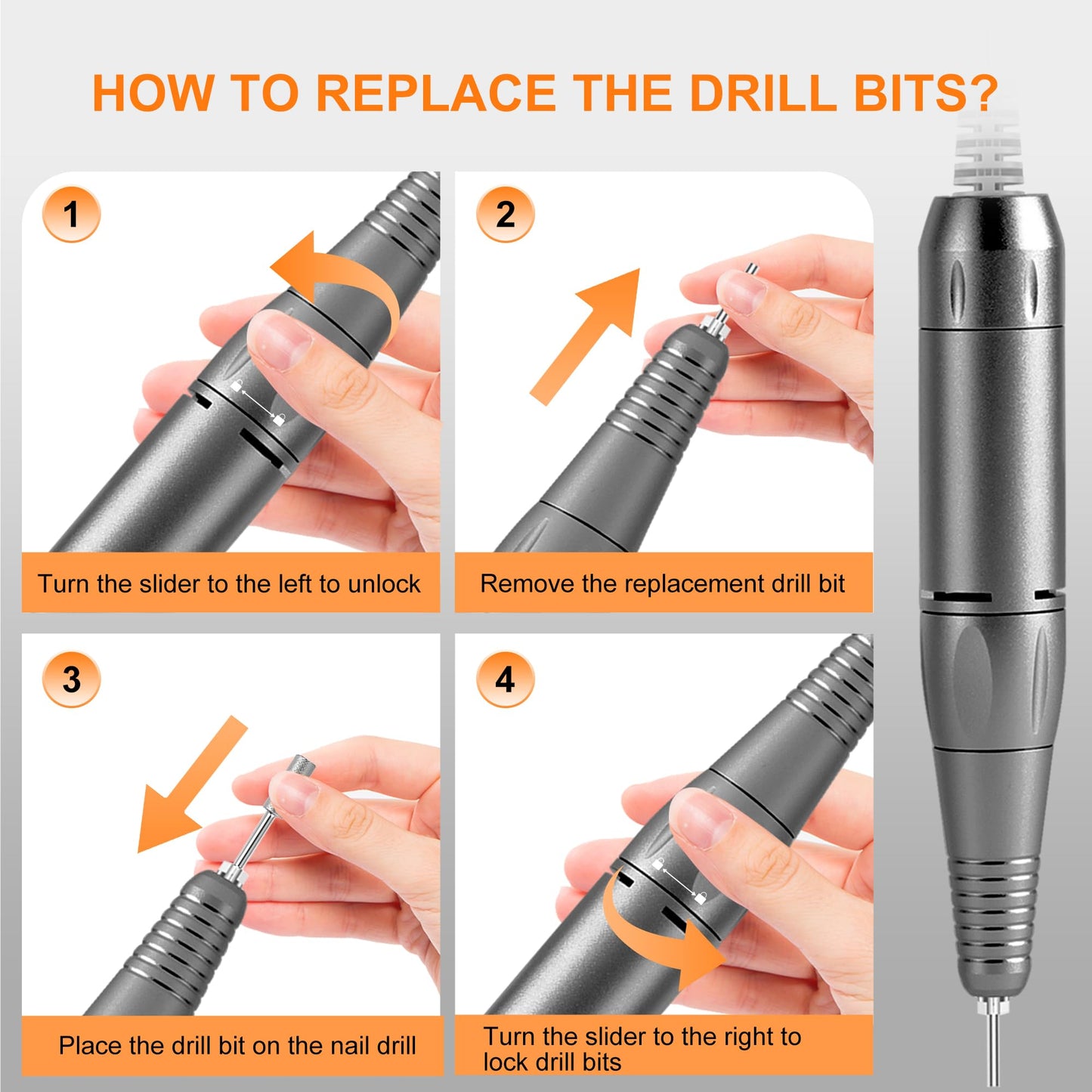 Professional Electric Nail Drill File:COSYGLOW Glitter Portable Cordless E-File Nail Drill Kit with 11 Drill Bits,30000 RPM Rechargeable Nail Drills Machine for Acrylic Nails Gel Polishing (Pink)