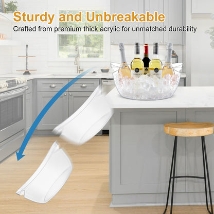 7.5L Ice Buckets for Parties 2 Pcs, Upgraded Thickened Acrylic Ice Bucket Set with 2 Scoops,Large Clear Beverage Tub, Champagne Bucket and Drink Bucket for Wine,Beer,Cocktails and Mimosa Bar Supplies