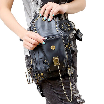 Rullar Retro Punk Waist Bag Military Tactical Drop Leg Bag Outdoor Bike Motorcycle Cycling Hiking Fanny Pack Hip Bag Utility Pouch Shoulder Crossbody Bag Black