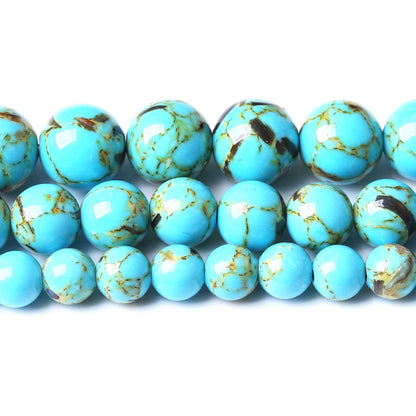 32PCS 12MM Beads Shell Turquoise Beads with Mother-of-Pearl Round Loose Beads Natural Gem Beads for Jewelry Making 15"