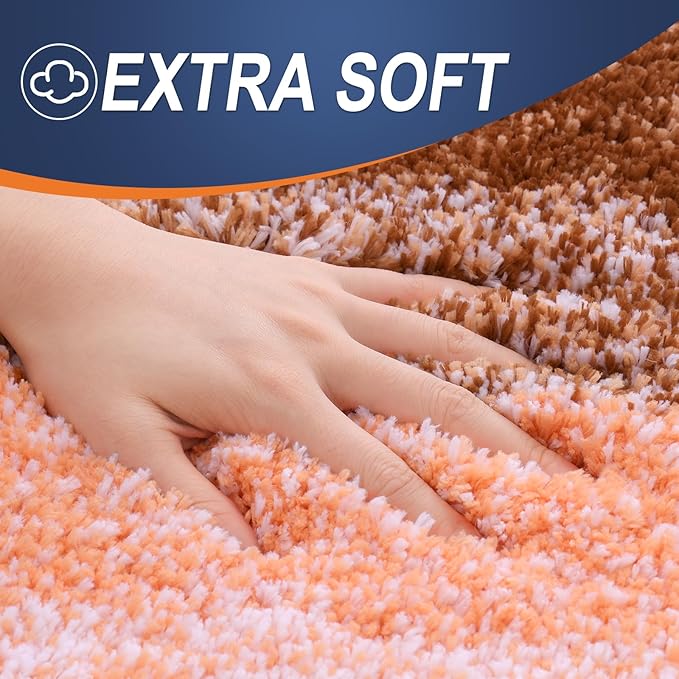 OLANLY Bathroom Runner Rugs Mat 44x24, Extra Soft Absorbent Microfiber Bath Rugs, Rubber Backing, Quick Dry, Washable Long Bath Mats for Bathroom Floor, Tub and Shower, Home Decor Accessories, Orange
