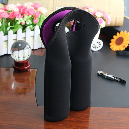 Hipiwe Set of 2 - Insulated Neoprene Wine Carrier Tote Bag + 6 Pack Beer Water Can Carrier Tote Bottle Holder Bottle Cooler Bag - Perfect for Travel with Secure Carry Handle