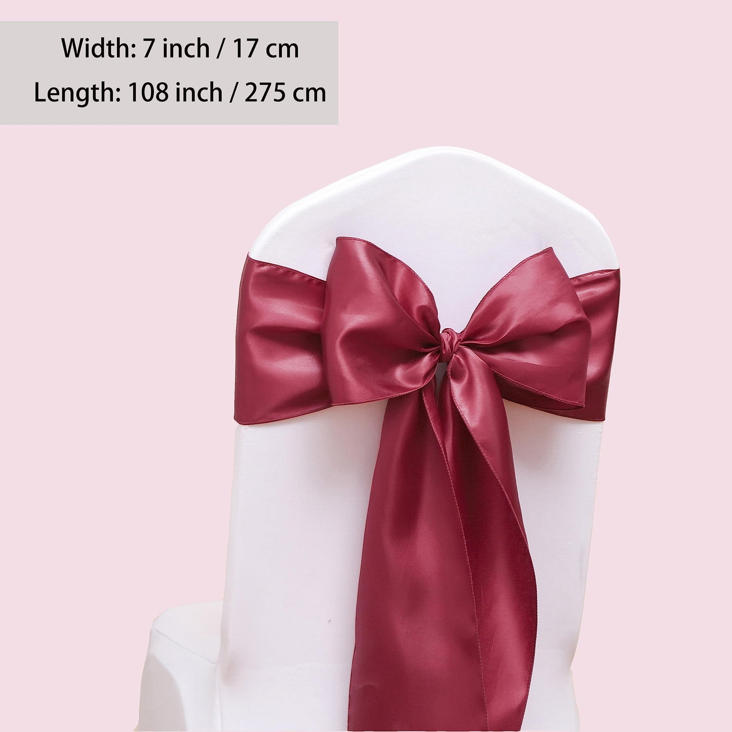 JFDYDM 50 Pack Satin Burgundy Chair Sashes Bows for Wedding Party Thanksgiving Halloween Hotel Reception Restaurant Decorations, Event Decorations