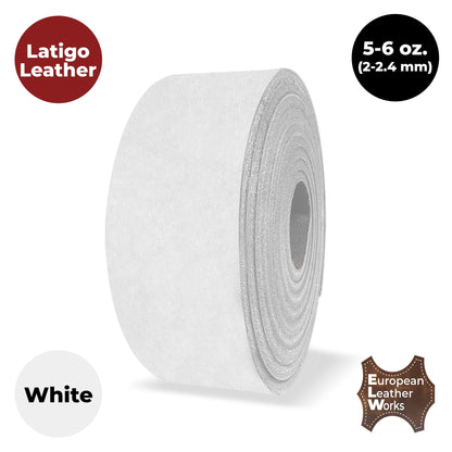 ELW 5-6 oz (2-2.4mm) Latigo Leather Belt Grade Straps | Size: 0.5"x50" (1.3x127cm) | White | Full Grain Cowhide, Heavy Duty Holsters, Sheathes, Harness, Saddle, Guitar Straps, Crafts