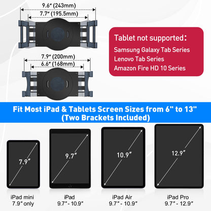 AboveTEK Retail Kiosk iPad Stand, 360° Rotating Commercial POS Tablet Stand, Fits 6"-13" (Screens) iPad mini Pro-Business Swivel Tablet Holder, for Store Office Reception Kitchen Desktop (Black)