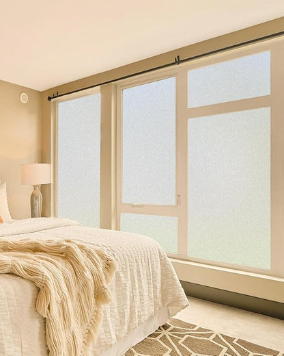 Frosted Glass Window Privacy Film Decorative with Tools, 2 Way Frosting Privacy Window Film for Glass Windows, Static Cling Window Tint for Home Anti-UV, 35.4" by 157.4"