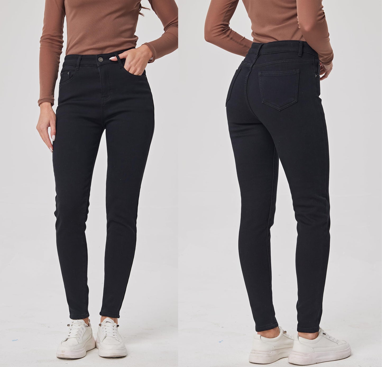 Yehopere Women's Winter Fleece Lined Jeans Slim Fit Warm Skinny High Waist Denim Jeans