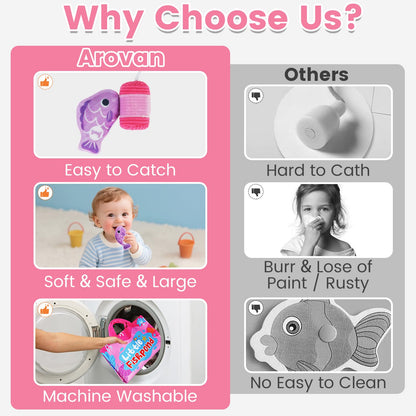 Montessori Toys for 1 Year Old Girl Gifts - Cloth Fishing Game with Stacking Cups Toddler Toys Age 1-2 - One Year Old Boy Girl First Birthday Gift - Sorting Learning Baby Toy 12-18 Months Toddlers 1-3