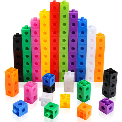HSDAV 100 Pcs Math Linking Cubes - 10 Colors Connecting Counting Snap Blocks, Math Manipulatives for Early Math & Construction, Educational Toy for Preschool, Kindergarten, Homeschool
