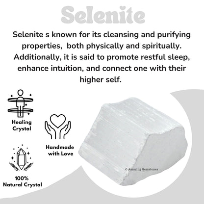 Amazing Gemstone Selenite Crystal Raw Stones for Healing - 1 lb Bulk Selenite Sticks Healing Crystals for Protection, Crystal Grid, Energy Piedra Selenita Original Gift