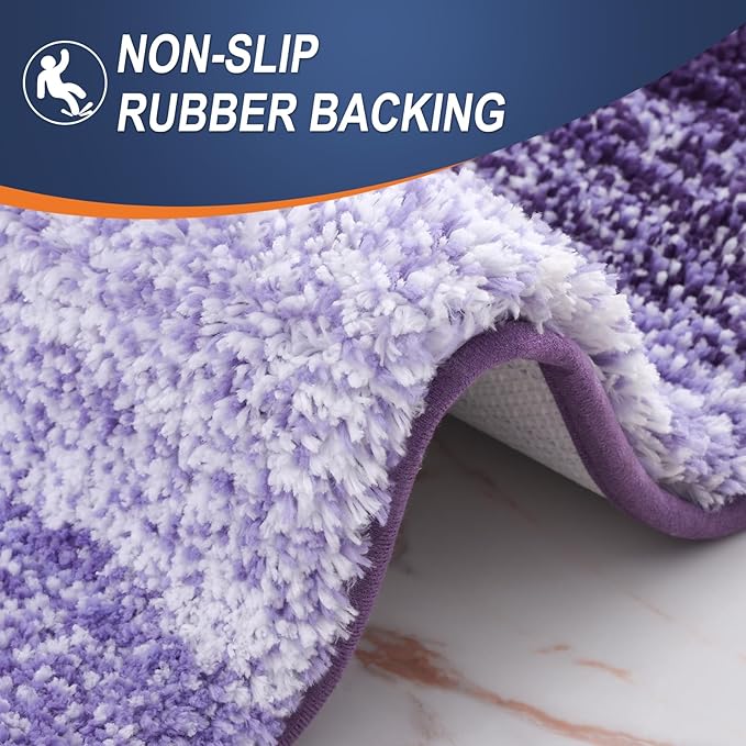 OLANLY Bathroom Runner Rugs Mat 47x17, Extra Soft Absorbent Microfiber Bath Rugs, Rubber Backing, Quick Dry, Washable Long Bath Mats for Bathroom Floor, Tub and Shower, Home Decor Accessories, Violet