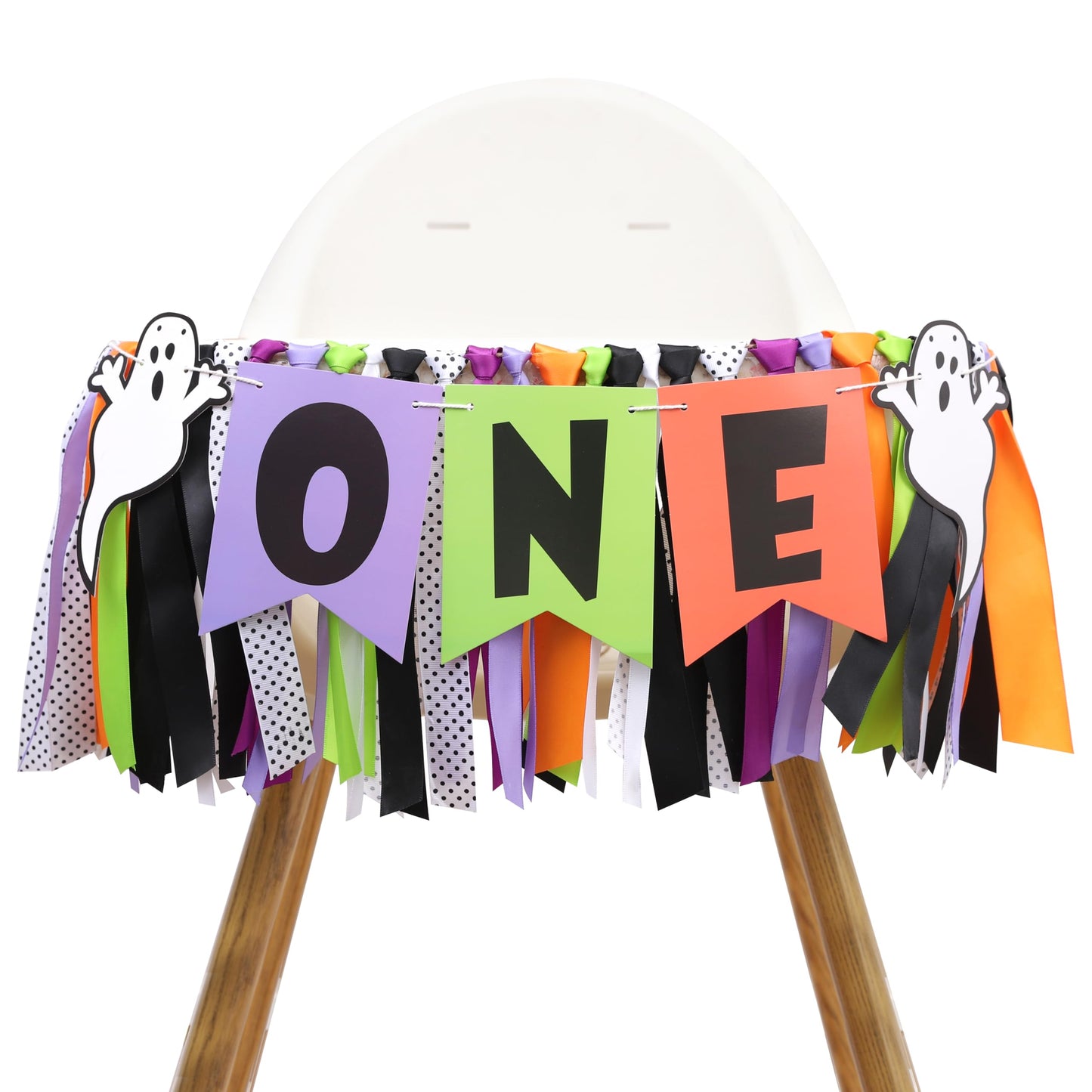 Spooky One Birthday High Chair Banner - Spooky One Birthday Decorations,Halloween First/1st High Chair Banner,Ghost 1st Decor