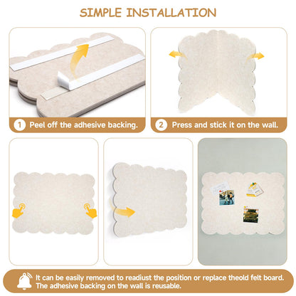 Scalloped Felt Bulletin Board 24" x 18" Cork Board Alternative,Decorative Felt Pin Board Foldable Cork Boards for Walls Self-Adhesive Cork Board for Home Office Classroom Pin Board (Oatmeal) 2pack