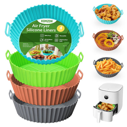 3 Pack Air Fryer Silicone Liners, 8Inch Airfryer Liners, AirFryer Basket Liner, Reusable Food Grade Air Fryers Basket Pots Oven Liner Baking Tray, Air Fryer Silicone Mat Accessories Kitchen