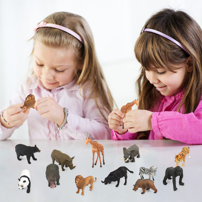 Montessori Safari Animal Matching Game, 12PCS Realistic Zoo Animal Figurines with Flash Cards, Preschool Science Educational Learning Toys for Toddlers Kids, Homeschool Montessori Toys