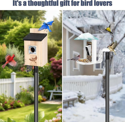 Gtongoko Smart Bird Feeder Pole 1-Inch Dia 2 Pack 79 Inch Bluebird House Pole for Outdoors Weather Station Heavy Duty Metal Mounting Kit Adjustable Bird Feeder Stand Black